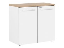 Armoire mi-haute YES ! - L80 x H74 x P42 - 2 portes - Façade blanche - Dessus chêne