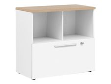 Rangement bas YES ! - L80 x H74 x P42 - 2 cases / 1 tiroir - Façade blanche - Dessus chêne