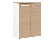Armoire mi-haute YES ! - L80 x H109 x P42 - 2 portes - Façade et dessus chêne