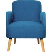 Fauteuil d'accueil BROOKS avec accoudoirs - pieds en hêtre massif - bleu