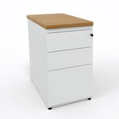 Caisson hauteur bureau 80 cm EVIDENCE - 2 tiroirs + 1 tiroir dossiers suspendus - corps blanc - top blanc