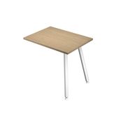 Retour direct pour bureau LEONARDO - L80 x H74 x P60 - Pieds métal blancs - plateau imitation chêne