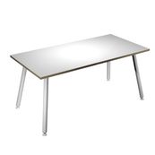 Bureau LEONARDO - 180 cm - Pieds métal blancs - Blanc chants chêne