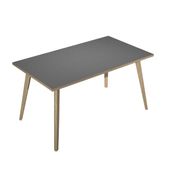 Bureau LEONARDO - 140 cm - Pieds bois - Anthracite chants chêne