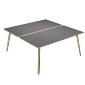 Bureau Bench LEONARDO - L160 x H74 x P168 - Pieds bois - Anthracite chants chêne