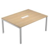 Table de réunion BRIDGE - L160 x H73 x P120 - Pieds gris alu - Plateau chêne