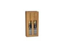 Logistipack - Sac cadeau à fenêtre pour 2 bouteilles - poignées cordelières - 27 cm x 9 cm x 38 cm