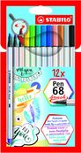 STABILO Pen 68 Brush - 12 Feutres pinceau - assortis