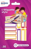 Avery - 30 Étiquettes adhésives pour stylos - 50 x 10 mm - jaune/orange