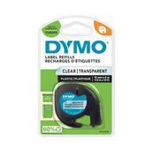 Dymo LetraTAG - Ruban d'étiquettes plastique auto-adhésives - 1 rouleau (12 mm x 4 m) - fond transparent écriture noire