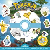 Pokémon - Pochette de stickers épais repositionnables Défis et cherche-et-trouve à créer ! Pochette de 30 autocollants épais et repositionnables avec 4 décors Dès 3 ans