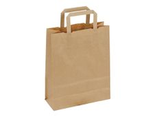 50 Sacs cadeau kraft - poignées plates - 22 cm x 10 cm x 29 cm - brun