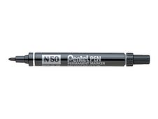 Pentel PEN N50 - Pack de 12 marqueurs permanents - pointe ogive - noir