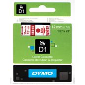 Dymo D1 - Ruban d'étiquettes auto-adhésives - 1 rouleau (12 mm x 7 m) - fond blanc écriture rouge 
