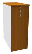 Caisson TOWER - L44 x H114 x P80 cm - 3 tablettes + 1 support DS réglable - structure blanc perle - dessus et façade imitation merisier