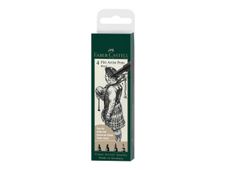 Faber-Castell PITT Artist Pen - Ensemble de stylo-brosse et crayon fin - permanent - noir - encre indienne - 4 pièces
