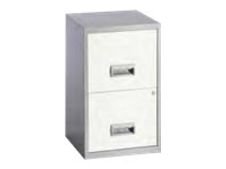 Classeur 2 tiroirs pour dossiers suspendus - 66 x 40 x 40 cm - alu/blanc