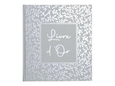 Exacompta Autentik - Livre d'or - 210 x 190 mm - 70 feuilles / 140 pages - papier blanc - motif floral - sage green cover - carton recouvert de papier