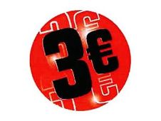 Carton Service - Etiket met teken - 3 euro - rond - 35 mm (diameter) - zelfklevend - rood (pak van 500)