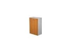 Bibliothèque mi-haute Trend - L80xP44xH120 cm - 2 portes en mélaminé imitation chêne canadien avec serrure - gris