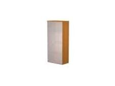 Bibliothèque haute Trend - L80xP35xH180 cm - 2 portes en verre dépoli - imitation chêne canadien