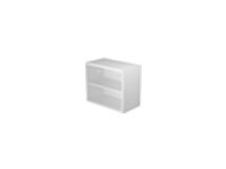 Bibliothèque basse Trend - L80xP44xH72 cm - 2 portes en verre dépoli - gris
