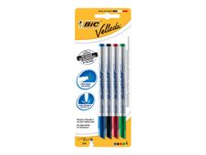 BIC VELLEDA 1721 - Marqueur - pour tableau blanc - noir, rouge, bleu, vert - encre à base d'alcool - 1.5 mm - fin (pack de 4)