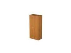 Bibliothèque haute Trend - L80xP35xH180 cm - 2 portes en mélaminé avec serrure - imitation frêne noir