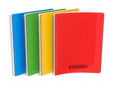 Conquérant Classique - Cahier polypro à spirale A4 (21x29,7cm) - 180 pages - grands carreaux (Seyes) - disponible dans différentes couleurs