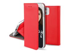 JAYM - Étui à rabat pour téléphone portable - magnétique - cuir artificiel - rouge