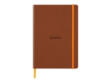 RHODIA Rhodiarama - Cahier de notes - lien parfait - A5 (148 x 210 mm) - 80 feuilles / 160 pages - papier ivoire - pointillé - couverture couleur cuivre - cuir italien