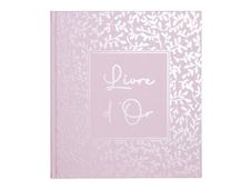 Exacompta Autentik - Livre d'or - 210 x 190 mm - 70 feuilles / 140 pages - papier blanc - motif floral - candy pink cover - carton recouvert de papier