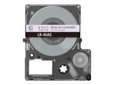 Epson LabelWorks LK-4UAS - Gris sobre lavanda - rollo (1,2 cm x 8 m) 1 cinta(s) caja para colgar - cartucho de cinta - para LabelWorks LW-C410, LW-C610