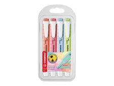 STABILO swing cool Pastel - Surligneur - rouge corail, fleur de cerisier rose, bleu nuageux, pincée de citron vert - encre à l'eau - 1-4 mm (pack de 4)