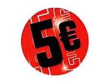 Carton Service - Etiket met teken - 5 euro - rond - 35 mm (diameter) - zelfklevend - rood (pak van 500)