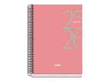 Dohe SYSTEM - Agenda - 2025-2026 - página de día - encuadernado espiral - A5 (150 x 210 mm) - 144 hojas - rosa - cartón, papel laminado