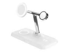 Targus HyperJuice Next - Support de chargement sans fil - 4 en 1 + adaptateur secteur - 15 Watt - 3 A - Fast Charge - 4 connecteurs de sortie - blanc