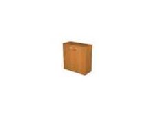 Bibliothèque basse Trend - L80xP35xH72 cm - 2 portes en mélaminé avec serrure - imitation frêne noir