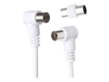 Force Power Lite - Câble d'antenne - IEC connector (9.52mm) mâle incliné pour IEC connector (9.52mm) femelle incliné - 2 m - coaxial - blanc