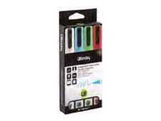 Wonday - Ensemble de marqueurs - non permanent - rouge, bleu, vert, blanc - craie liquide - 4 mm