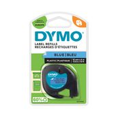 Dymo LetraTAG - Ruban d'étiquettes plastique auto-adhésives - 1 rouleau (12 mm x 4 m) - fond blanc écriture bleue