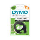 Dymo LetraTAG - Ruban d'étiquettes papier auto-adhésives - 1 rouleau (12 mm x 4 m) - fond blanc écriture noire