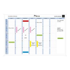 Exacompta - Planning mensuel magnétique - effaçable à sec - 90 x 59 cm