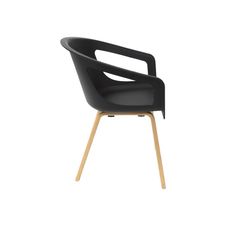 Chaise ONENNA - pieds bois - accoudoirs intégrés - coque noire