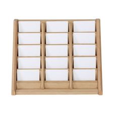 INOVSHOP - Présentoir de carte de visites mural - 3 x 5 compartiments - bois foncé