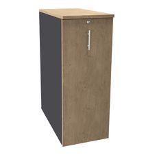 Caisson TOWER - L44 x H114 x P80 cm - 3 tablettes + 1 support DS réglable - structure anthracite - dessus et façade imitation chêne clair