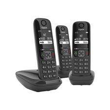 Gigaset AS690A Trio - téléphone sans fil + 2 combinés supplémentaires - avec répondeur - noir