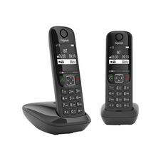 Gigaset AS690 Duo - téléphone sans fil + combiné supplémentaire - noir