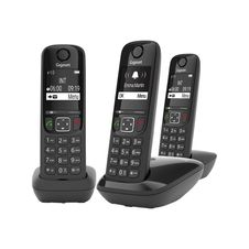 Gigaset AS690 Trio - téléphone sans fil + 2 combinés supplémentaires - noir