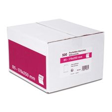 GPV - 500 Pochettes Enveloppes B5 176 x 250 mm - 90 gr - sans fenêtre - blanc - bande adhésive